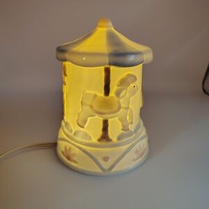 Enesco 1989 Carousel Night Light Lamp Nursery Pastel Ceramic Horse